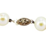 Vintage Large White Cultured Pearl Necklace 10-11mm 10k Rose Gold Clasp – Vintage item