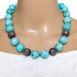 Vintage Chapal-Zenray Bohemian Turquoise-Style Stone Bead And Sterling Silver Necklace – Vintage item