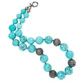 Vintage Chapal-Zenray Bohemian Turquoise-Style Stone Bead And Sterling Silver Necklace – Vintage item