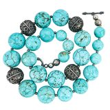 Vintage Chapal-Zenray Bohemian Turquoise-Style Stone Bead And Sterling Silver Necklace – Vintage item