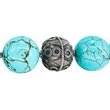 Vintage Chapal-Zenray Bohemian Turquoise-Style Stone Bead And Sterling Silver Necklace – Vintage item