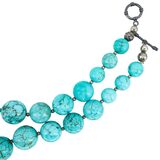 Vintage Chapal-Zenray Bohemian Turquoise-Style Stone Bead And Sterling Silver Necklace – Vintage item