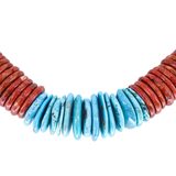Coral & Turquoise With Sterling Silver Graduated Disc Necklace Southwestern Statement – OOAK - Unique one of a kind artisan item