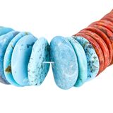 Coral & Turquoise With Sterling Silver Graduated Disc Necklace Southwestern Statement – OOAK - Unique one of a kind artisan item