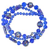 Vintage Chinese Cloisonne & Cobalt Blue Glass Bead Necklace 32" – Collectible vintage item
