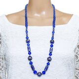 Vintage Chinese Cloisonne & Cobalt Blue Glass Bead Necklace 32" – Collectible vintage item