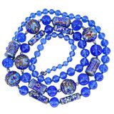 Vintage Chinese Cloisonne & Cobalt Blue Glass Bead Necklace 32" – Collectible vintage item