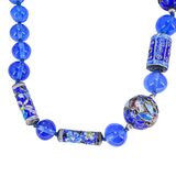 Vintage Chinese Cloisonne & Cobalt Blue Glass Bead Necklace 32" – Collectible vintage item