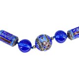 Vintage Chinese Cloisonne & Cobalt Blue Glass Bead Necklace 32" – Collectible vintage item