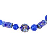 Vintage Chinese Cloisonne & Cobalt Blue Glass Bead Necklace 32" – Collectible vintage item