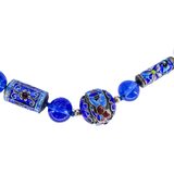 Vintage Chinese Cloisonne & Cobalt Blue Glass Bead Necklace 32" – Collectible vintage item