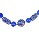 Vintage Chinese Cloisonne & Cobalt Blue Glass Bead Necklace 32" – Collectible vintage item