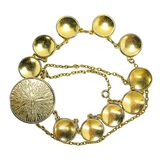 Vintage Mid Century Japanese Style Damascene Coin Charm Necklace Black Gold 18” – Vintage item