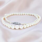 Vintage Akoya Cultured Pearl Necklace 18” Graduated 7.25mm 14K Gold Clasp – Estate Find