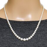 Vintage Akoya Cultured Pearl Necklace 18” Graduated 7.25mm 14K Gold Clasp – Estate Find