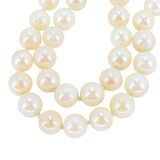 Vintage Long Cultured Pearl Necklace 30” 5.8mm Cream Gold Pearls 14K Gold Clasp – Estate Find