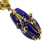 1950s Renaissance Revival Heavy Gold Tone Rope Chain Necklace Cobalt Blue Pendant – Collectible vintage item