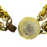 1950s Renaissance Revival Heavy Gold Tone Rope Chain Necklace Cobalt Blue Pendant – Collectible vintage item