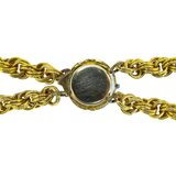 1950s Renaissance Revival Heavy Gold Tone Rope Chain Necklace Cobalt Blue Pendant – Collectible vintage item