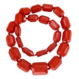 MOD Red Bakelite Graduated Necklace Faceted Barrel Beads 20 Inch – Rare collectible vintage item 
