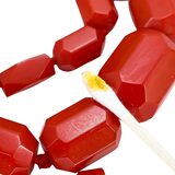 MOD Red Bakelite Graduated Necklace Faceted Barrel Beads 20 Inch – Rare collectible vintage item 