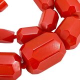 MOD Red Bakelite Graduated Necklace Faceted Barrel Beads 20 Inch – Rare collectible vintage item 