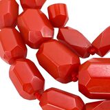 MOD Red Bakelite Graduated Necklace Faceted Barrel Beads 20 Inch – Rare collectible vintage item 