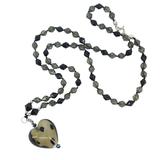 Art Glass Heart Pendant Neckalce - Smoky And Black Dots – OOAK - Unique one of a kind item handmade by A World Of Things made using recycled materials 