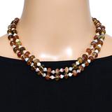 Vintage Czech Pressed Glass Necklace Amber & Milk W Swirls Silver Clasp – OOAK - Unique one of a kind item handmade by A World Of Things made using recycled materials 