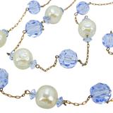 Signed Lisner 2 Strand Station - Blue Glass & Faux Pearl Necklace – Collectible vintage designer item