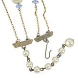 Signed Lisner 2 Strand Station - Blue Glass & Faux Pearl Necklace – Collectible vintage designer item