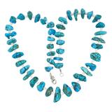 Turquoise Nugget & White Shell Heishi Bead Necklace 20” 56g Sterling Silver Clasp – Studio made / small batch item  - Estate find