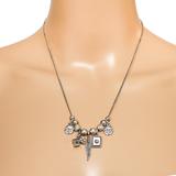 Whimsical Artisan Silver Charm Necklace - Moon Faces, Dice, Feather – OOAK - Unique one of a kind item handmade by A World Of Things made using recycled materials 