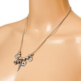 Whimsical Artisan Silver Charm Necklace - Moon Faces, Dice, Feather – OOAK - Unique one of a kind item handmade by A World Of Things made using recycled materials 