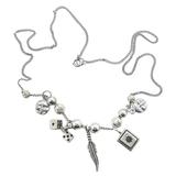 Whimsical Artisan Silver Charm Necklace - Moon Faces, Dice, Feather – OOAK - Unique one of a kind item handmade by A World Of Things made using recycled materials 