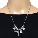 Whimsical Artisan Silver Charm Necklace - Moon Faces, Dice, Feather – OOAK - Unique one of a kind item handmade by A World Of Things made using recycled materials 