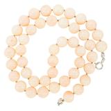 Blush Pink Angel Skin Momo Coral Necklace - New Strung w NOS Beads - 9mm 49g 18” – OOAK - Unique one of a kind item handmade by A World Of Things made using vintage dead stock materials 