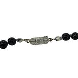 Vintage MCM Czech Pressed Glass Black Gray White Swirl Statement Beaded Necklace - Restrung – Rare collectible vintage item 