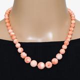 Salmon Pink Peach Momo Coral Necklace - New Strung w NOS Beads - 40g 18” – OOAK - Unique one of a kind item handmade by A World Of Things made using vintage dead stock materials 