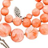 Salmon Pink Peach Momo Coral Necklace - New Strung w NOS Beads - 40g 18” – OOAK - Unique one of a kind item handmade by A World Of Things made using vintage dead stock materials 