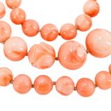 Salmon Pink Peach Momo Coral Necklace - New Strung w NOS Beads - 40g 18” – OOAK - Unique one of a kind item handmade by A World Of Things made using vintage dead stock materials 
