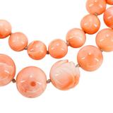 Salmon Pink Peach Momo Coral Necklace - New Strung w NOS Beads - 40g 18” – OOAK - Unique one of a kind item handmade by A World Of Things made using vintage dead stock materials 