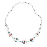 Vintage Japanese Tombo And Milk Glass Beaded Necklace Up To 16 mm Beads Handknotted – OOAK - Unique one of a kind item handmade by A World Of Things made using recycled materials 