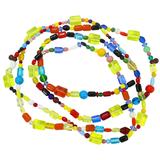 Vintage Uranium Glow Czech Vaseline Glass Bead Necklace 60” - Long Statement – Rare collectible vintage item 