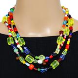 Vintage Uranium Glow Czech Vaseline Glass Bead Necklace 60” - Long Statement – Rare collectible vintage item 