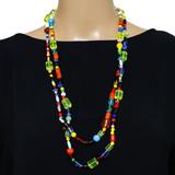 Vintage Uranium Glow Czech Vaseline Glass Bead Necklace 60” - Long Statement – Rare collectible vintage item 