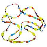 Vintage Uranium Glow Czech Vaseline Glass Bead Necklace 60” - Long Statement – Rare collectible vintage item 