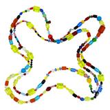 Vintage Uranium Glow Czech Vaseline Glass Bead Necklace 60” - Long Statement – Rare collectible vintage item 