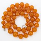 Golden Orange Baltic Amber Bead Necklace 24” 57g 80s USSR Origin Restrung W Sterling Clasp – Collectible vintage item