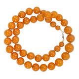 Golden Orange Baltic Amber Bead Necklace 24” 57g 80s USSR Origin Restrung W Sterling Clasp – Collectible vintage item